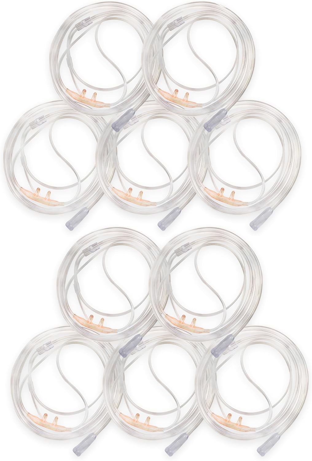 JWYN 10pk 7Ft Adult Oxygen Nasal Cannula, Salter Style, Trumpet Connector