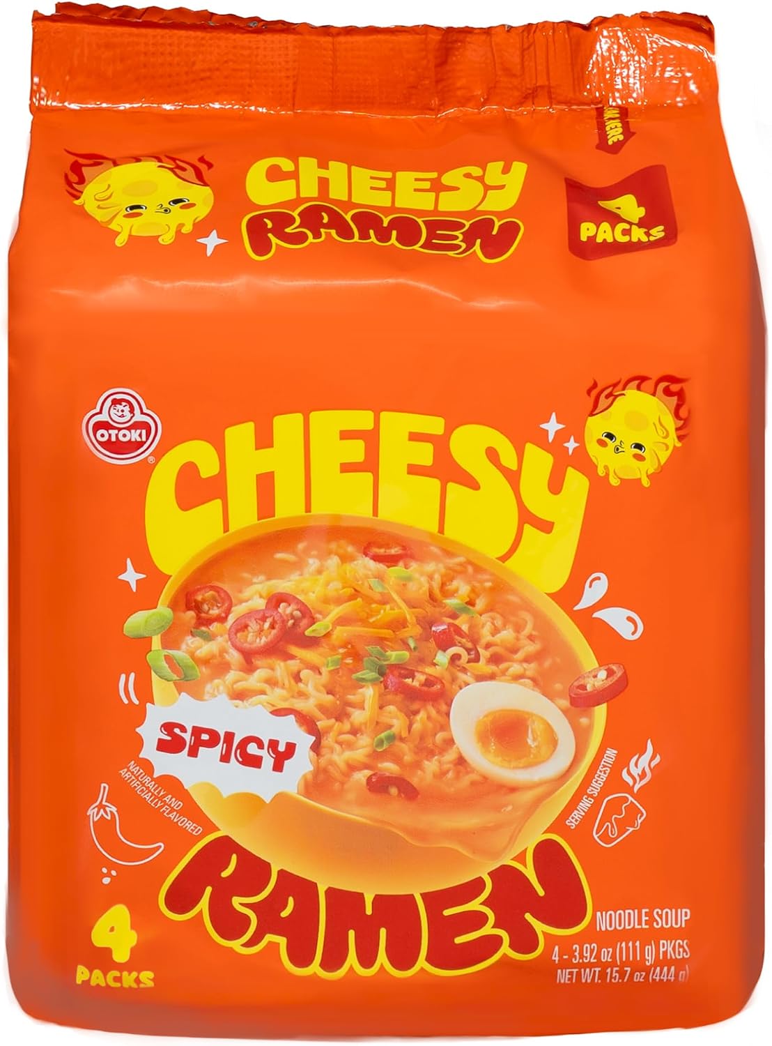 OTOKI Cheese Ramen, Spicy Flavor (8 Pack) | Bold, Cheesy & Spicy Instant Noodles (PACK OF 8, Spicy Flavor)