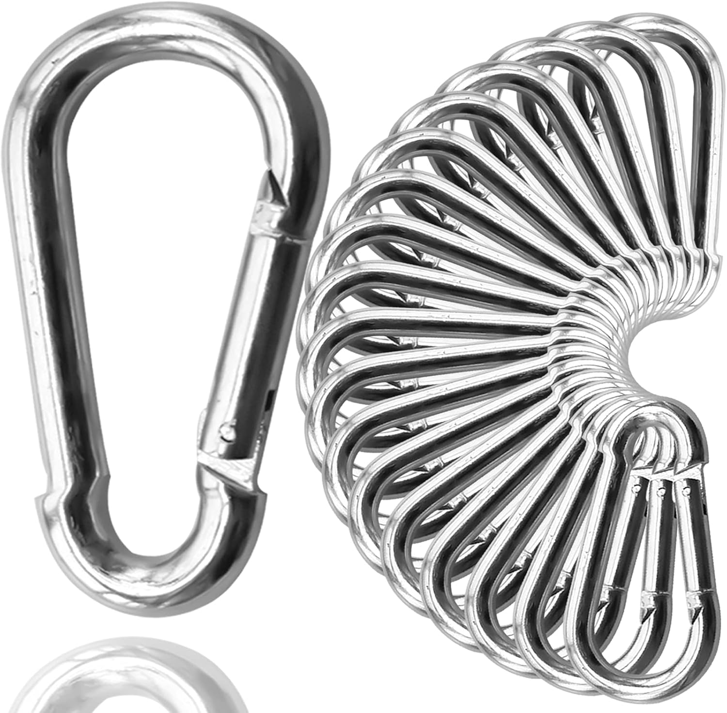 30Pack Heavy Duty Spring Snap Hooks 4Inch, 3/8” Carabiner Clips for Swing, Large Steel Chain Quick Links Safety Buckle Connector for Hammock Fitness Gym Outdoor Boating, M10 Snap Hook Carabiners