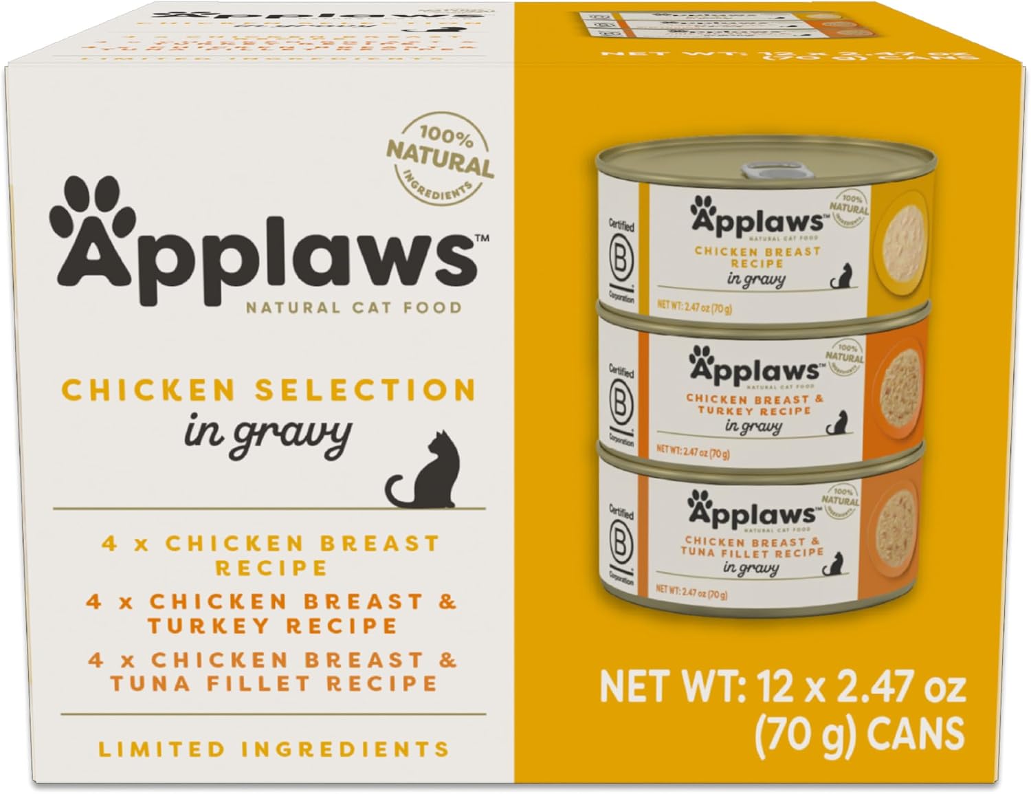 Applaws Chicken Variety in Gravy Wet Cat Food 12-Pack 2.47 oz Cans