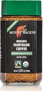 Mount Hagen 3.53oz Organic Freeze Dried Instant Decaf Coffee | Eco-friendly, Fair-Trade Decaffeinated Coffee Made From Organic Medium Roast Arabica Beans [3.53oz Jar]