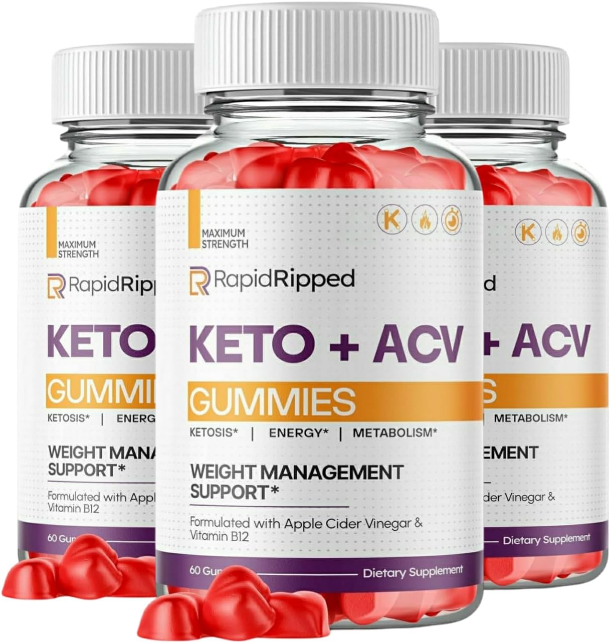 Mega Hits Rapid Ripped Keto ACV Gummies, 180 Count, 3 Pack
