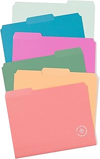 U Brands U-Eco Poly File Folders, Set of 24, Assorted Brights, 1/3-Cut Tabs, 100% Recycled Paper Labels (6597U01-12)