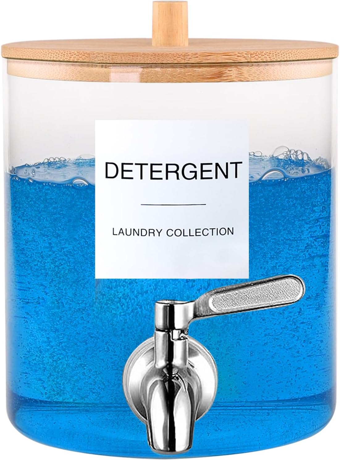 Glass Laundry Detergent Dispenser, 128 oz / 3.5L Fabric Softener Dispenser for Laundry Room Organization, Detergent Holder with 304 Spigot, Glass Soap Container (Set of 1)