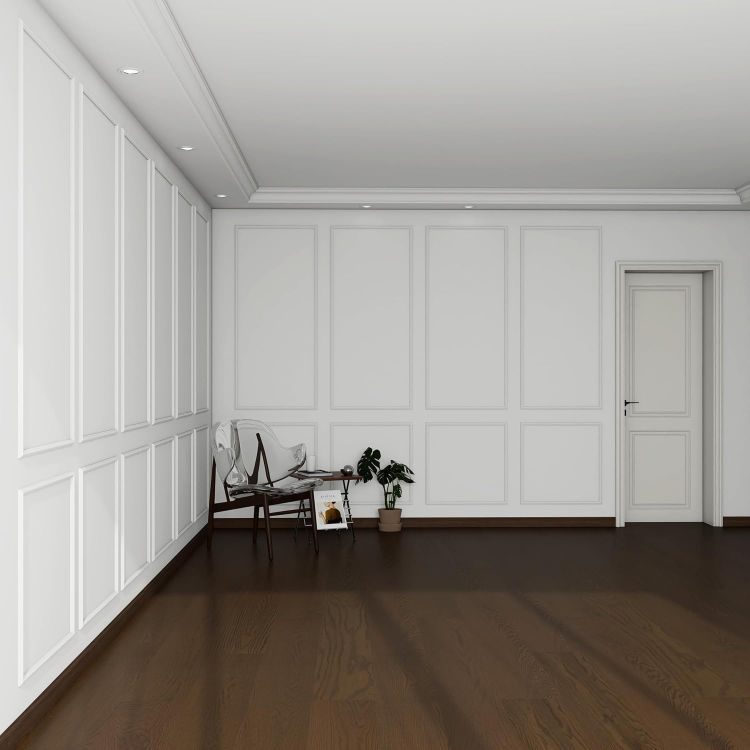 Pangda 10set Peel and Stick Wall Molding Kit 3D Premade, 24x54in | Accent Wall Moulding Kit, Wainscoting Panel, for Interior Decor, Ready to Assemble, Peel and Stick, Wainscoting Accent Panel