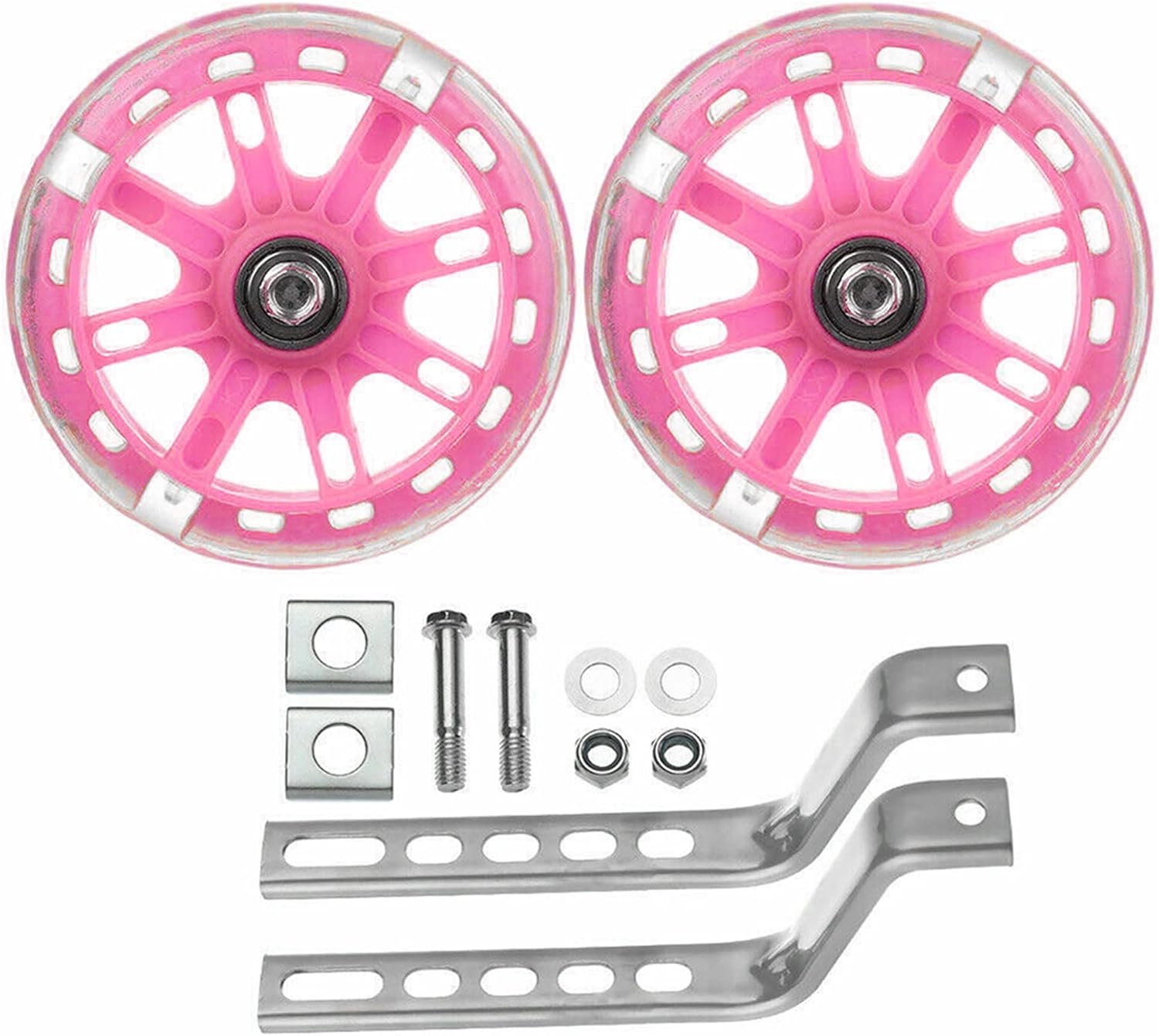 Bicycle Training Wheels, Training Wheels for Kids Bike, Universal Bicycle Wheels, Children's bicycles Adjustable Stabiliser Support Wheels for Kids (Pink)