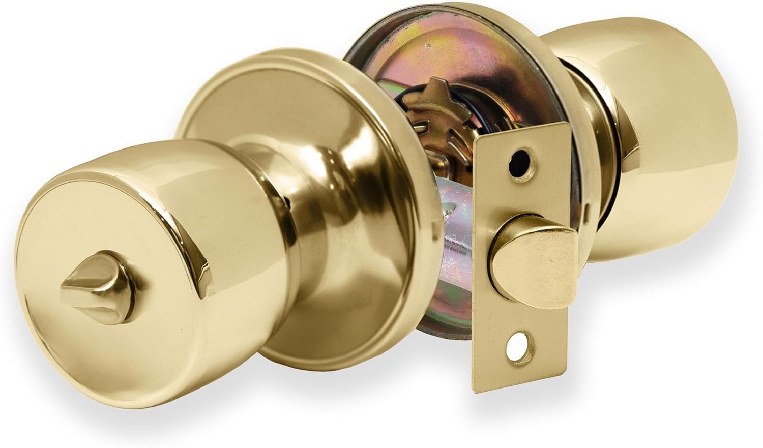 XFORT Tulip Privacy Knob Set Polished Brass, Door Knob with Lock for Internal Wooden Bathroom Doors
