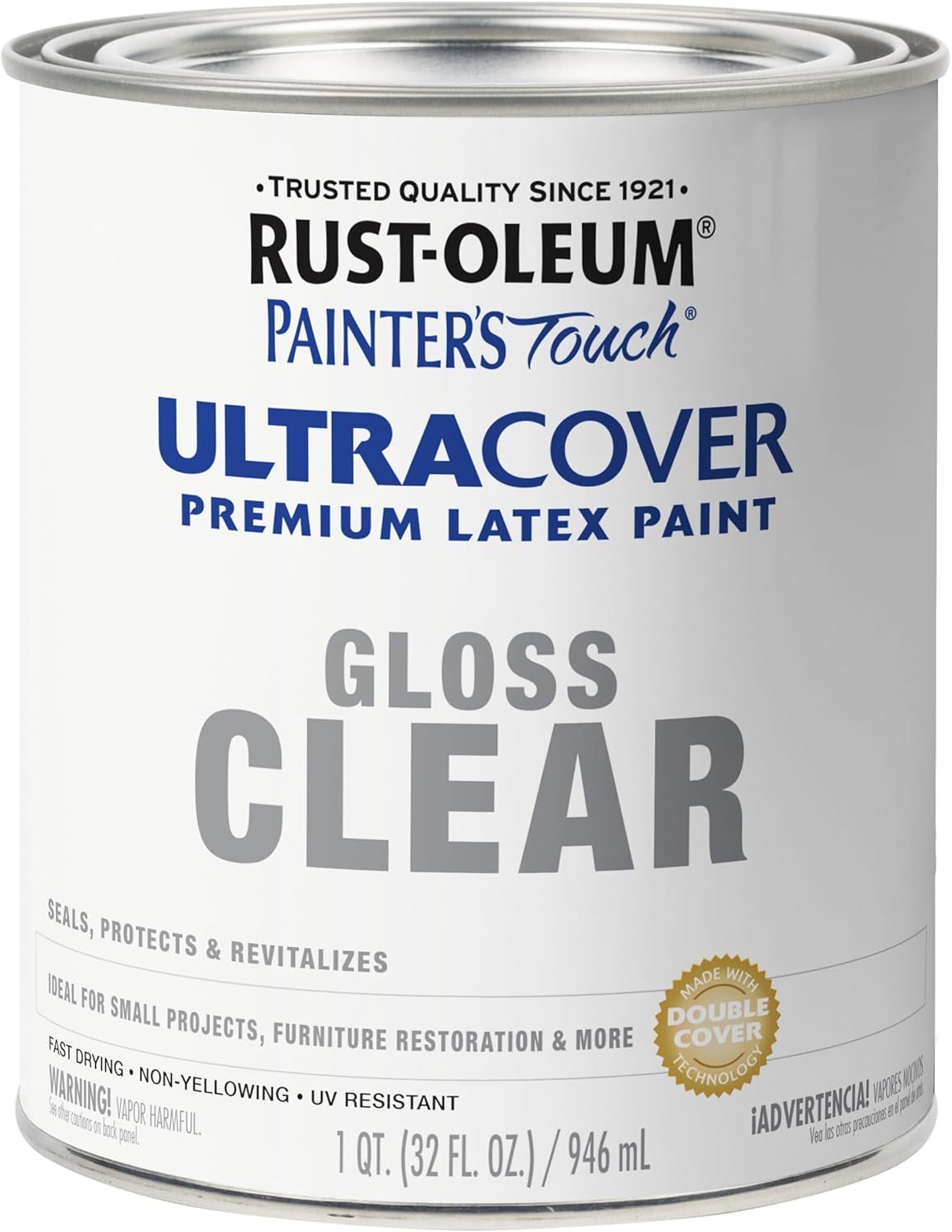 Rust-Oleum 242057 Painter's Touch Latex Paint, Quart, Gloss Clear,1 Quarts (Pack of 1)
