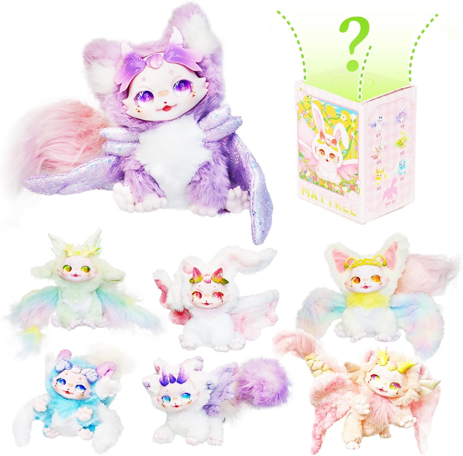 Plush Blind Box Figures, Cute Vinyl Blind Box Plush Doll, Dumia Forest Series Mystery Collectible Toys, Kawaii Action Figures for Birthday, Single Box (1 of 7 Styles)