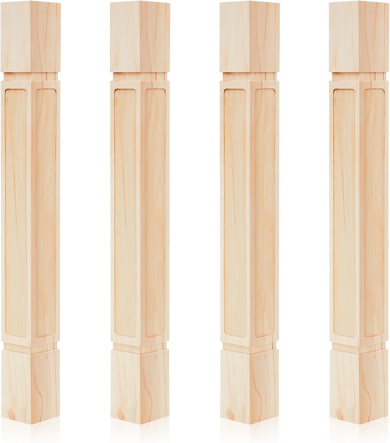 Threehoney 4 Pcs Wooden Farmhouse Table Legs, 35.5" x3.5'', Raised Panel