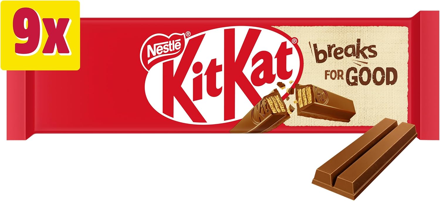 KitKat 2 Finger Milk Chocolate Biscuit Bar Multipack, Pack of 9