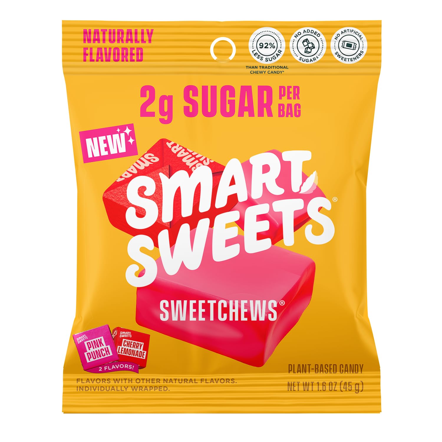 SmartSweets SweetChews, 1.6oz (Pack of 4), Candy With Low Sugar & Calorie, Healthy Snacks For Kids & Adults