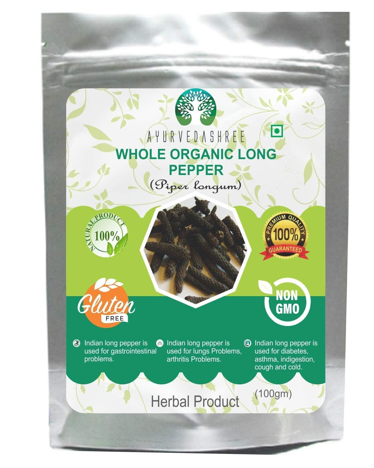 AYURVEDASHREE Whole Long Pepper Best Indian Long Pepper (Pippali) 100 Gm Pack