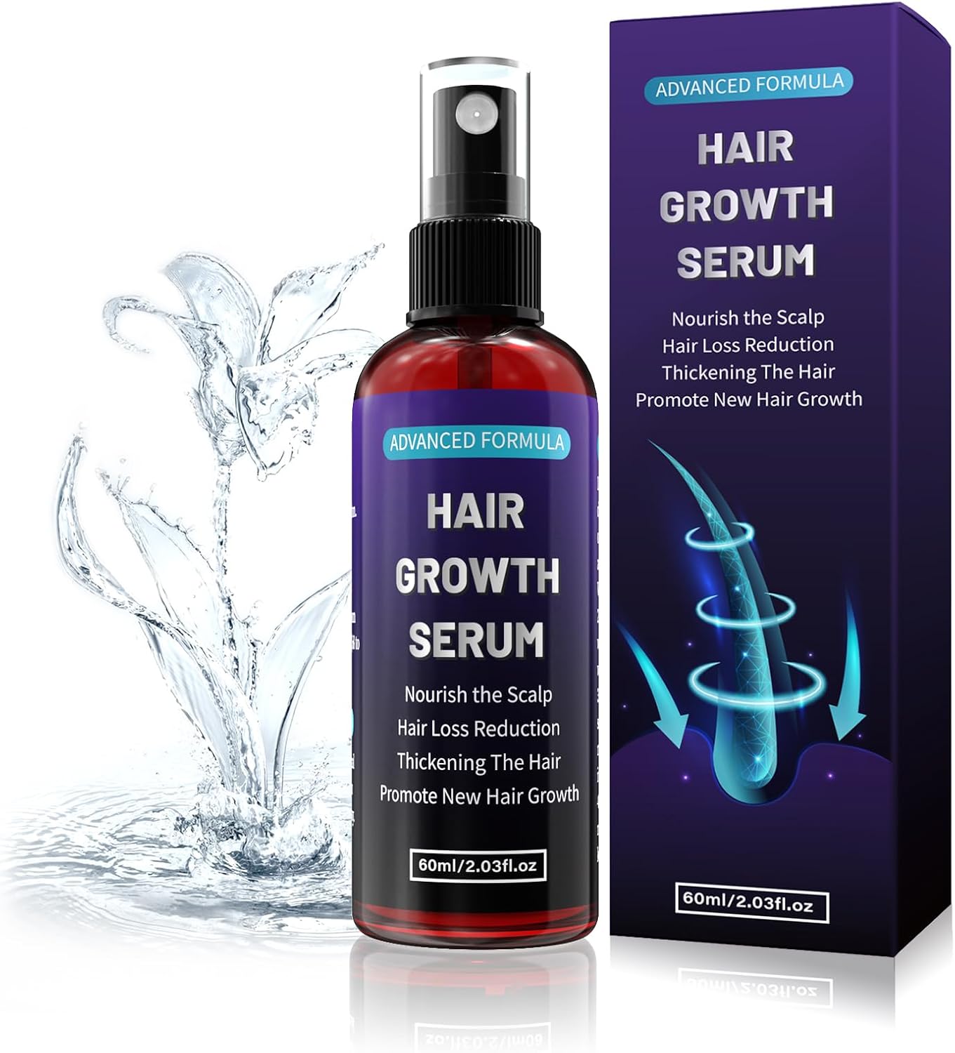 Ballphl Minoxidil 5% Men/Women Hair Growth Serum Spray,Rosemary Oil for Hair Growth Oil,Targeted for Hair Loss, Thinning Hair,Hair Regrowth Treatment and Beard Growth 60ml （Gentle）