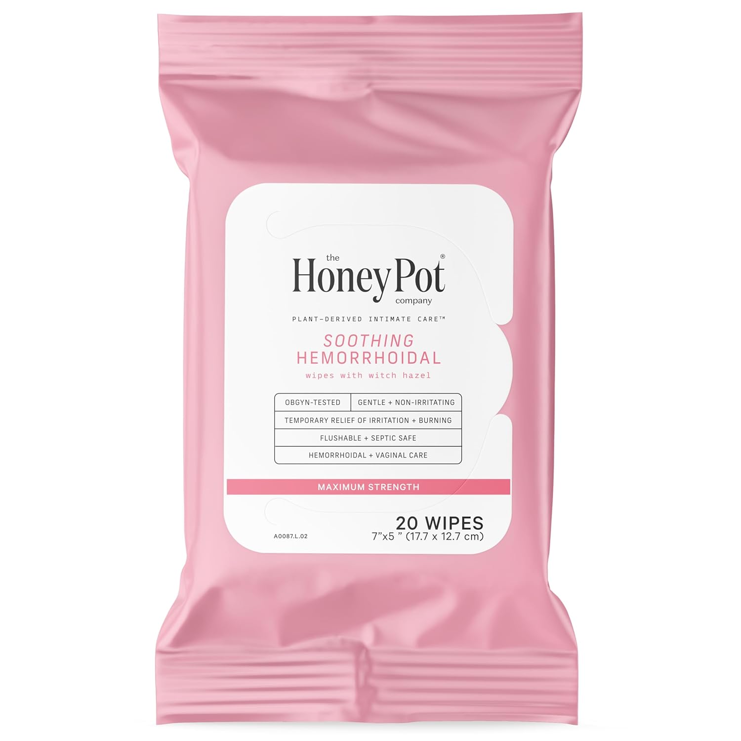 The Honey Pot Company - Soothing Witch Hazel Feminine & Hemorrhoid Wipes - Postpartum Essentials - Pregnancy Must Haves - Ph Balanced - Flushable Hemorrhoid Treatment - Fill Post Partum Kit - 20ct