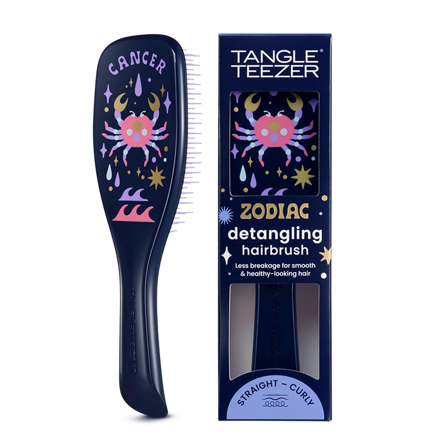 Tangle Teezer Zodiac Ultimate Detangler Hairbrush for Wet & Dry Hair, Eliminates Knots & Reduces Breakage for All Hair Types, Cancer