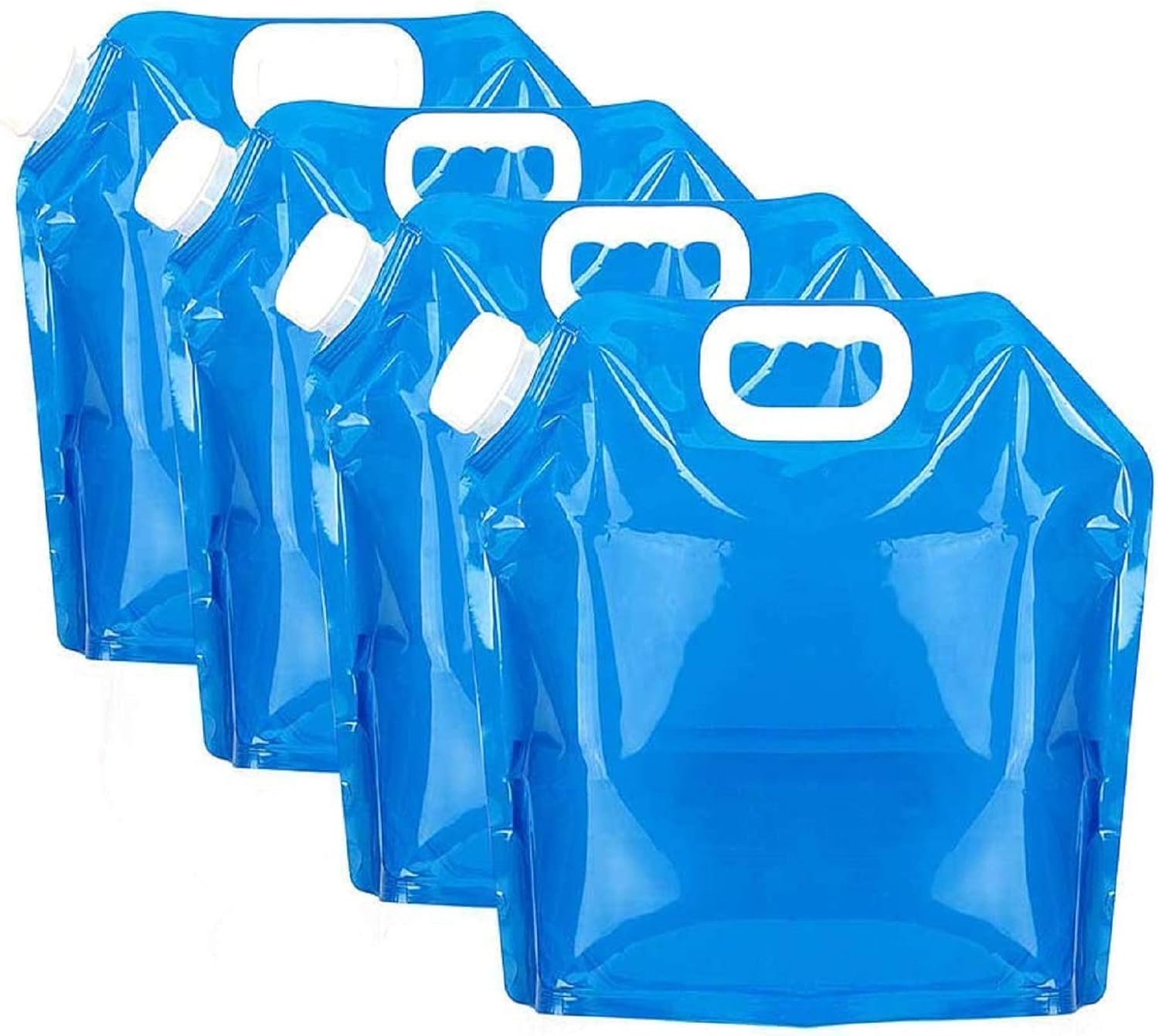 4Pcs 5L Collapsible Water Container, BPA Free,outdoor folding travel climbing camp emergency water bag container package for Sport Camping Riding Mountaineer, Food Grade