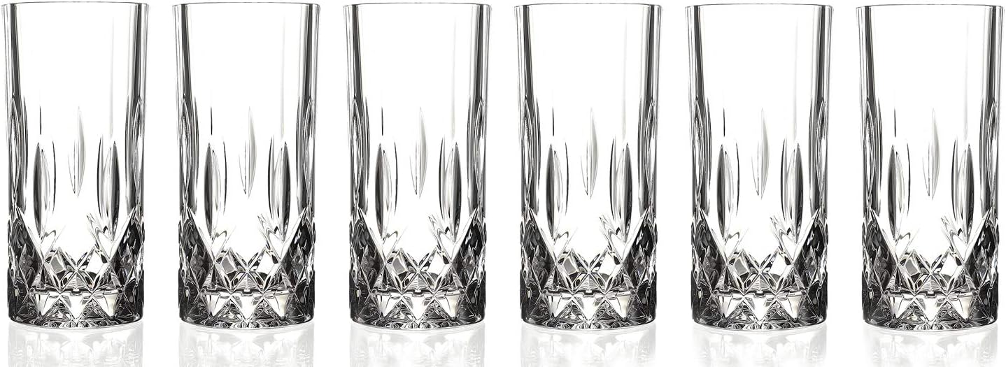 Lorren Home Trends Opera Crystal Highball Glass, Set of 6
