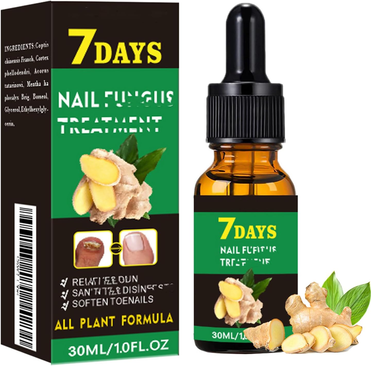 Ginger Nail Treatment Nail Support Nail Care - Fungal Nail Treatment, Ginger Nail Growth Serum, 7 Days Nail Fungus Treatment, Ginger Cuticle Care Oil for Nails, Nail Strengthener For Damaged Nails