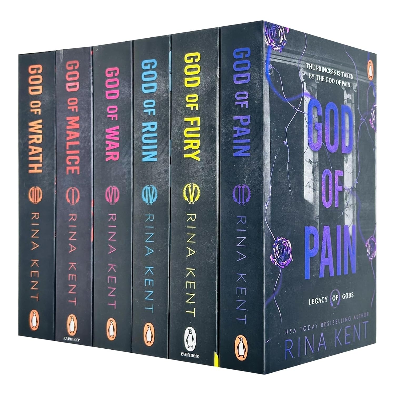 Legacy of Gods Series Collection 6 Books Set By Rina Kent (God of Pain, God of Fury, God of Ruin, God of War, God of Malice & God of Wrath)