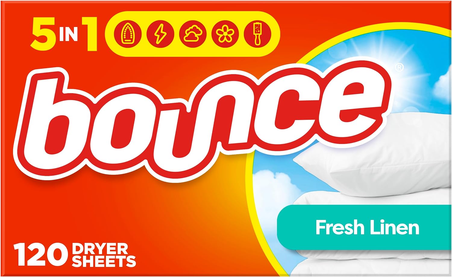 Bounce Fresh Linen Scented Fabric Softener Dryer Sheets, 120 Count