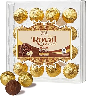 ChocZero Keto Chocolate Truffle Gift, Zero Added Sugar, Premium Healthy Chocolates, Low Carb Present, 16 Individually Wrapped Hazelnut Truffles, 8.5 Oz Total