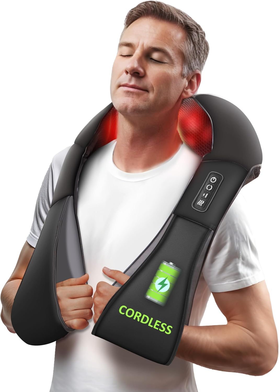 Snailax Cordless Neck Back Massager with Heat, Shiatsu Deep Tissue Kneading Shoulder Massager, Gifts for Women,Men