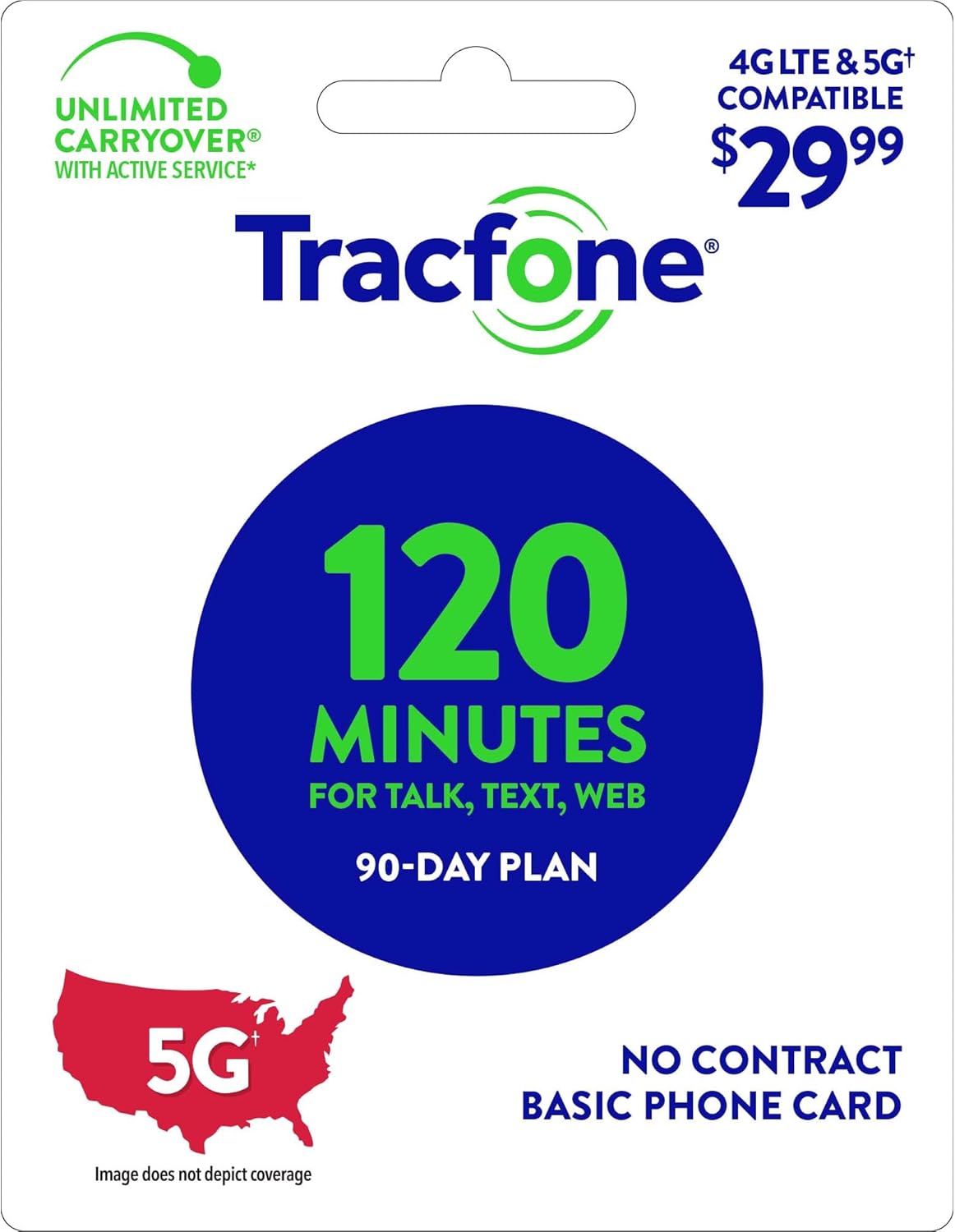Tracfone $29.99 Basic Phone Plan, 120 Minutes, 90 Days [Physical Delivery]
