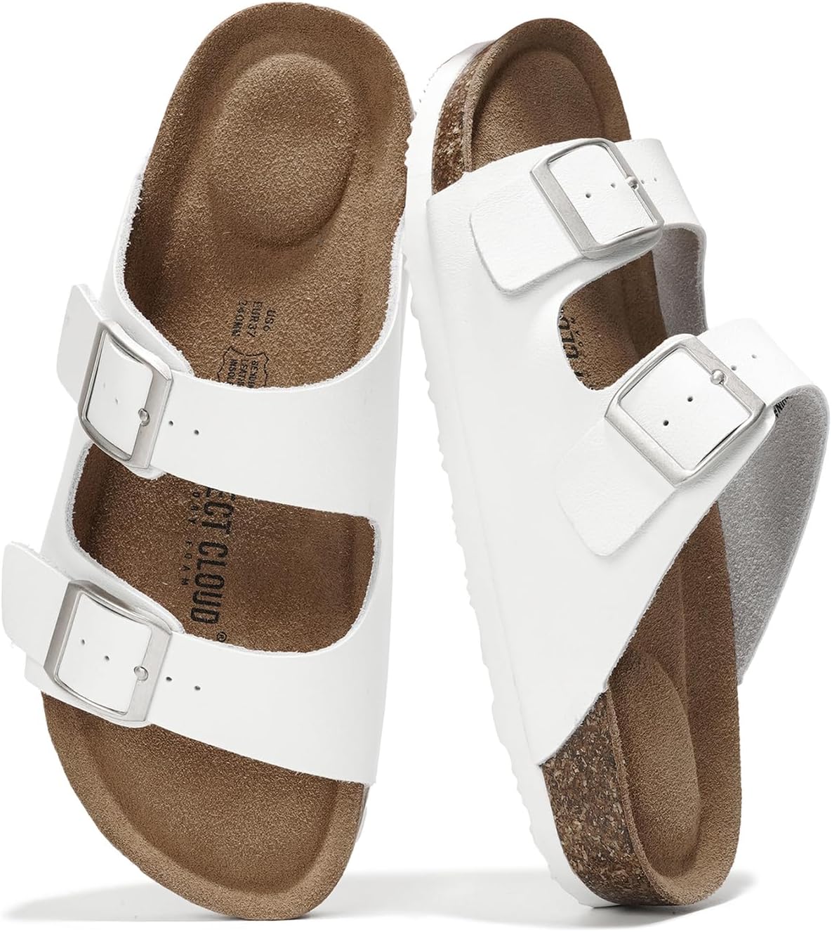 Project Cloud 100% Genuine Leather Flat Sandals Women Comfortable Beach Essentials Womens Sandals Memory Foam Vacation Essentials Comfy Women's Sandals Slides for Women Footwear