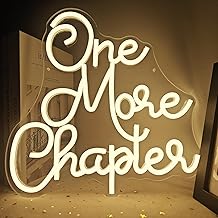 One More Chapter Neon Sign Book Neon Sign for Wall Decor Book Lover Readers Bookshelf Decor Dimmable Motivational Led Neon Light Up Sign for Reading Club Room Library Bookstore