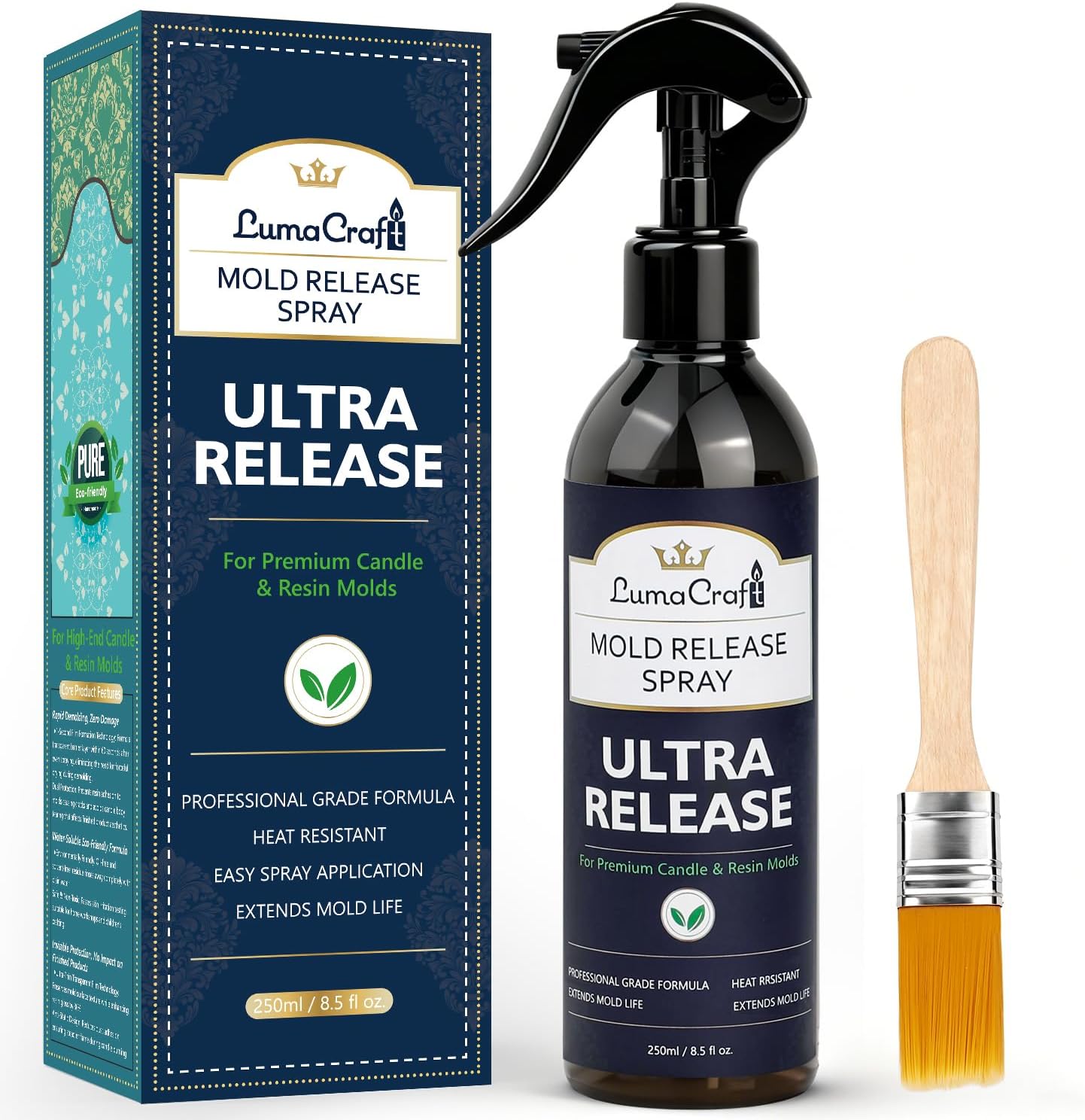 LumaCraft Mold Release Spray for Silicone Molds, Professional Release Agent for Epoxy Resin, Candle Wax, Plaster, Fast-Drying Ultra-Fine Mist, Water Washable, No Oily Residue Odorless Formula - 8oz