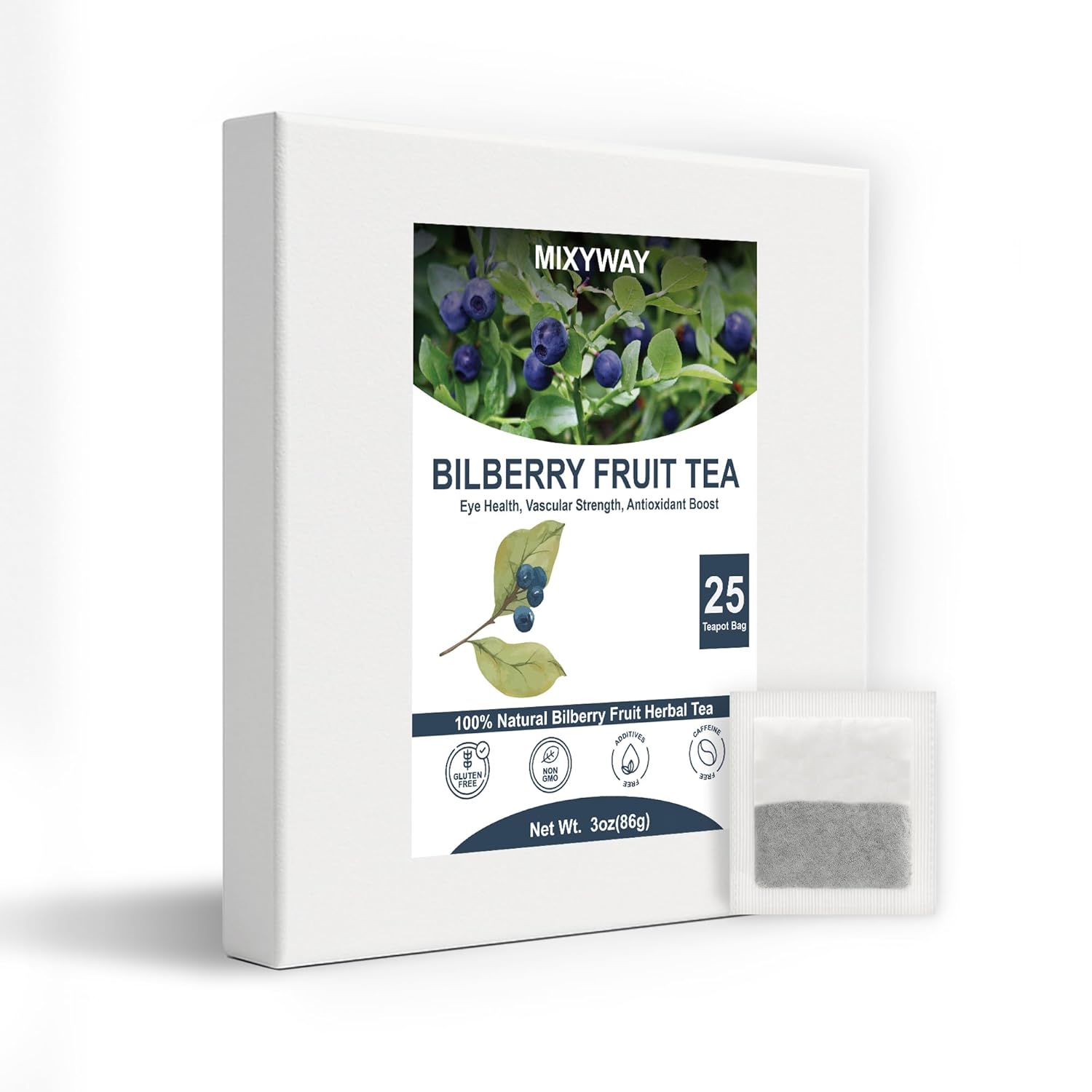 MIXYWAY Hibiscus Teapot bag - 15 Bags - 3.5 OZ (100 g.) (25 Teapot Bag 3.20 OZ (90 g.), Blueberry Fruit)