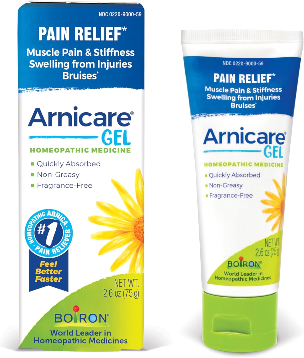 Boiron Arnicare Gel Natural Soothing Relief for Joint Pain, Muscle Pain, Inflammation, Soreness, and Bruises - Non-greasy and Fragrance-Free - 2.6 oz