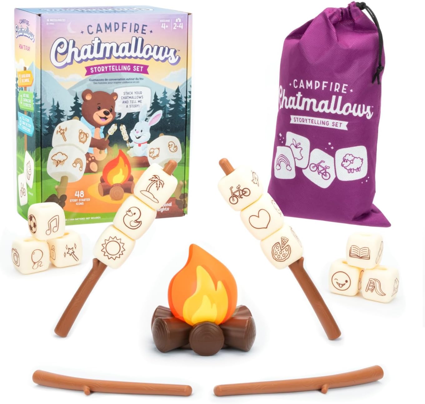 Learning Resources Campfire Chatmallows Story Telling Set, Creative Story Cubes & Social Skills Activities, Conversation Starter Game, Interactive Sequencing Set for Imaginative Kids Ages 4+
