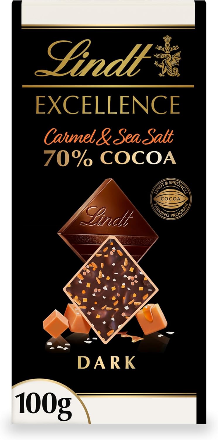 Lindt Excellence Passion Caramel and Sea Salt Dark Chocolate Bar 100g