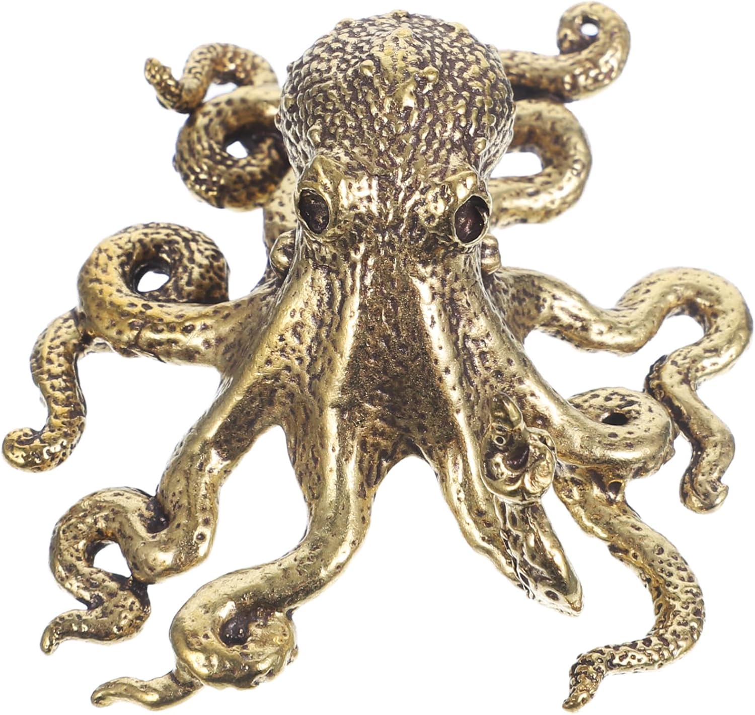 Alipis Bras Octopus Ornament Mini Brass Octopus Figurine - Feng Shui Statue Lucky Animal Sculpture Collectible Figure Tea Pet Ornament for Home Desktop Office Decor