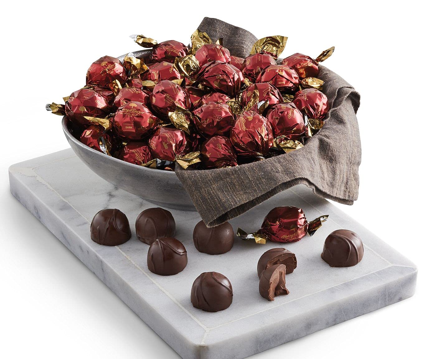Harry & David Dark Chocolate Truffles, 50-Count Bulk Bag, Gourmet Dark Chocolate Candy, Individually Wrapped, After Dinner Treats, All Occasion Gift Basket, Party, Thank You