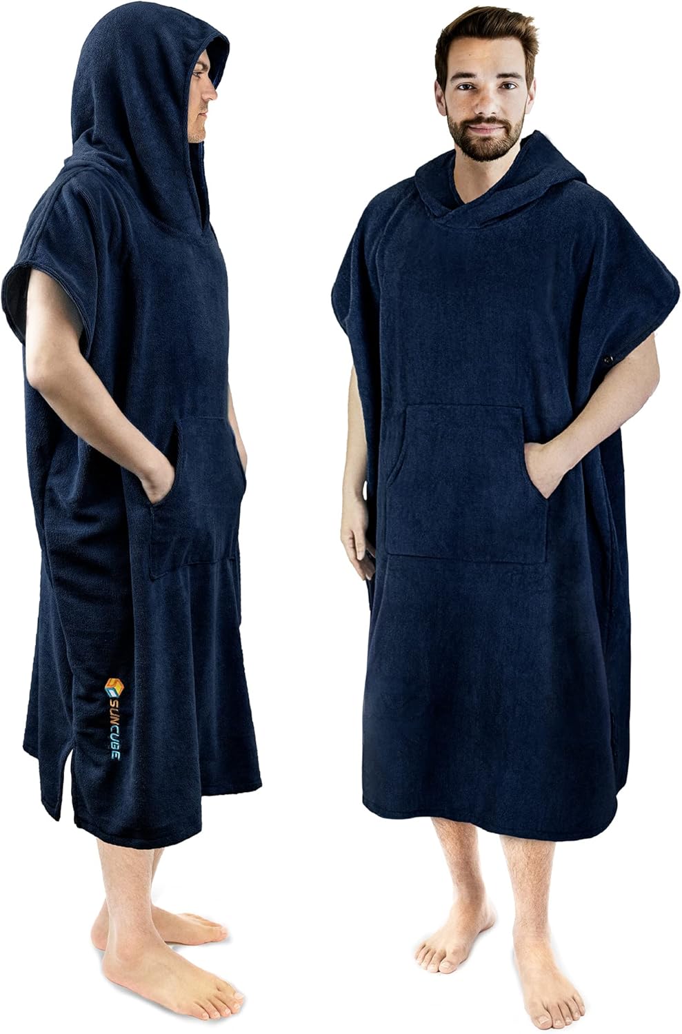 SUN CUBE Surf Poncho Changing Robe with Hood | Quick Dry Microfiber Wetsuit Changing Towel with Pocket for Surfing Men Women