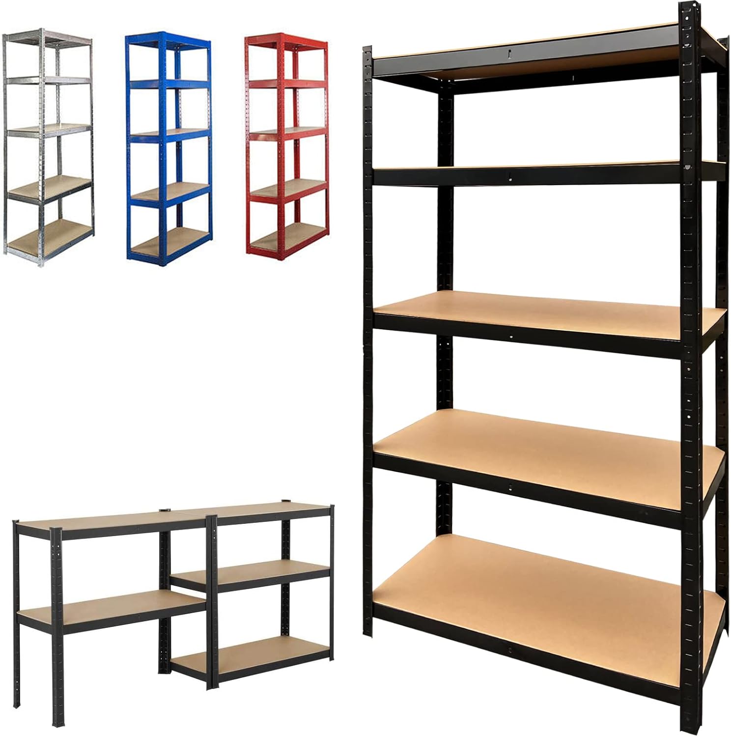 Royalswill Garage Shelving Units - Heavy Duty 5 Tier Galvanised Adjustable Shelf Racking Unit Storage Rack 875KG Capacity Metal Shelves Boltless Workshop, Shed, Office 150cm x 70cm 30cm