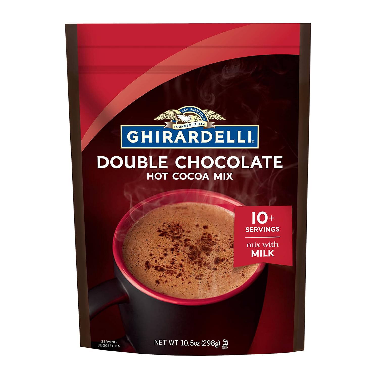 GHIRARDELLI Double Chocolate Hot Cocoa Mix, 10.5 OZ Bag (Pack of 6)