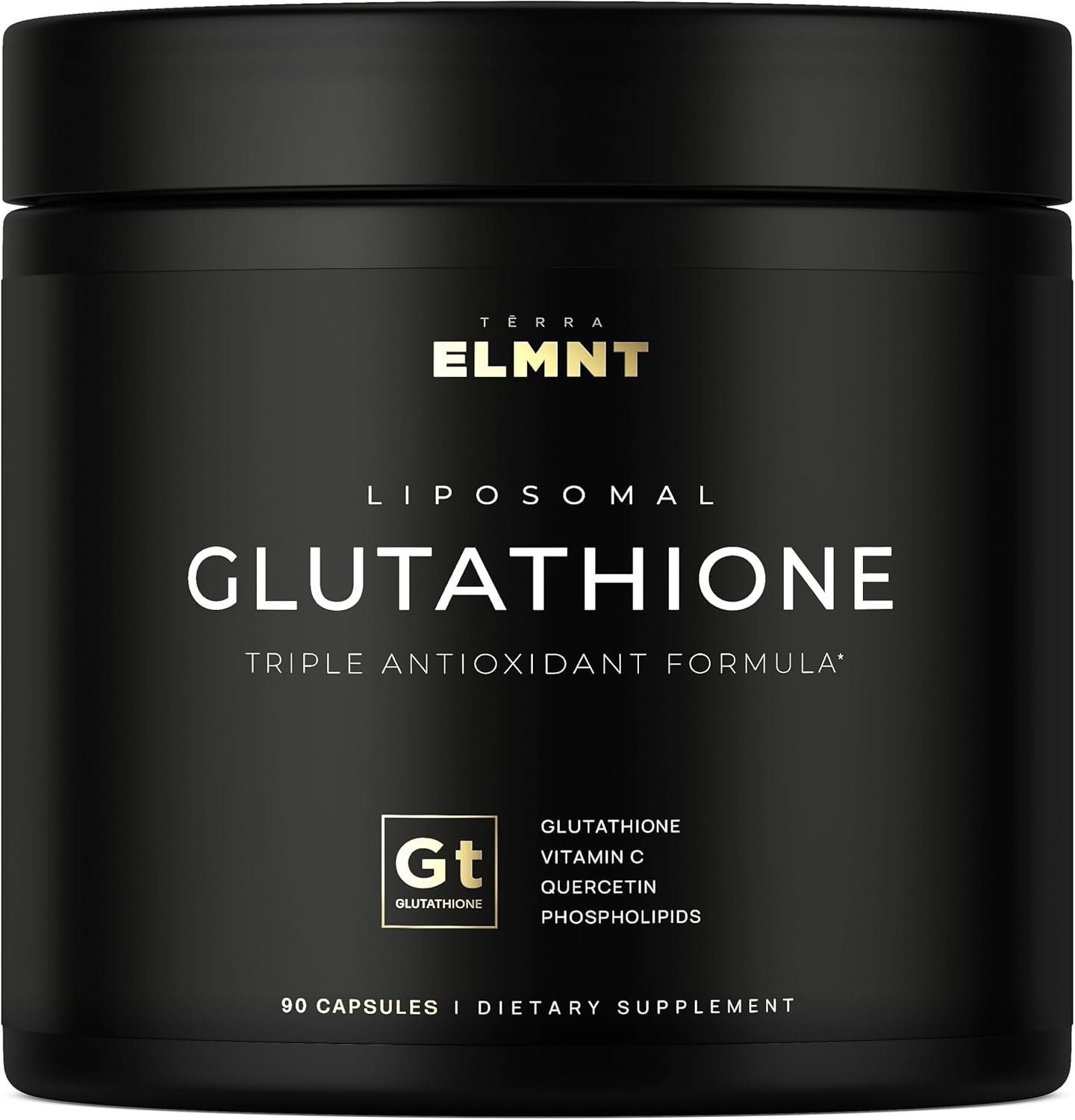 ELMNT 2150mg Super Antioxidant Liposomal Glutathione Supplement w. Vitamin C, Quercetin & Reduced L Glutathione 1000mg - Proven Complex for Best Absorption, Detox, Skin Glow + Immune - 90 Pills