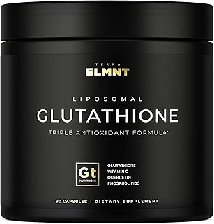 ELMNT 2150mg Super Antioxidant Liposomal Glutathione Supplement w. Vitamin C, Quercetin & Reduced L Glutathione 1000mg - Proven Complex for Best Absorption, Detox, Skin Glow + Immune - 90 Pills