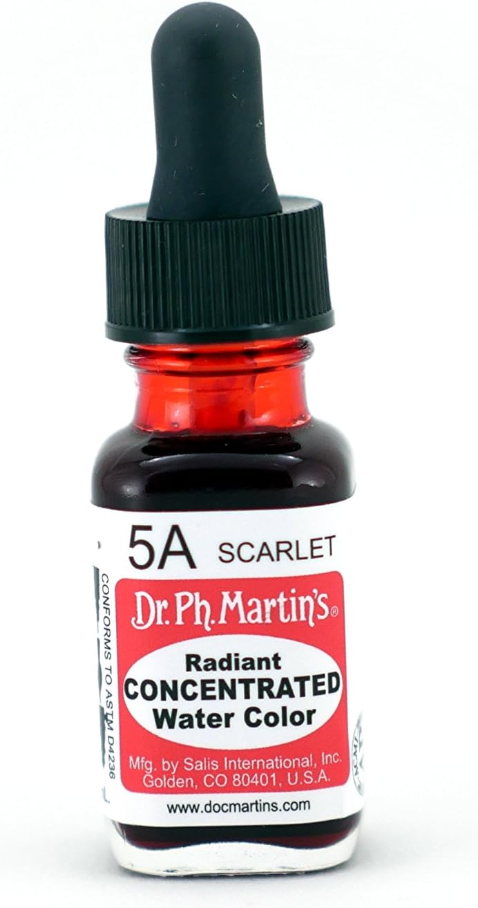 Dr. Ph. Martin's Radiant Concentrated Water Color, 0.5 oz, Scarlet (5A) (RADI05OZS5A)