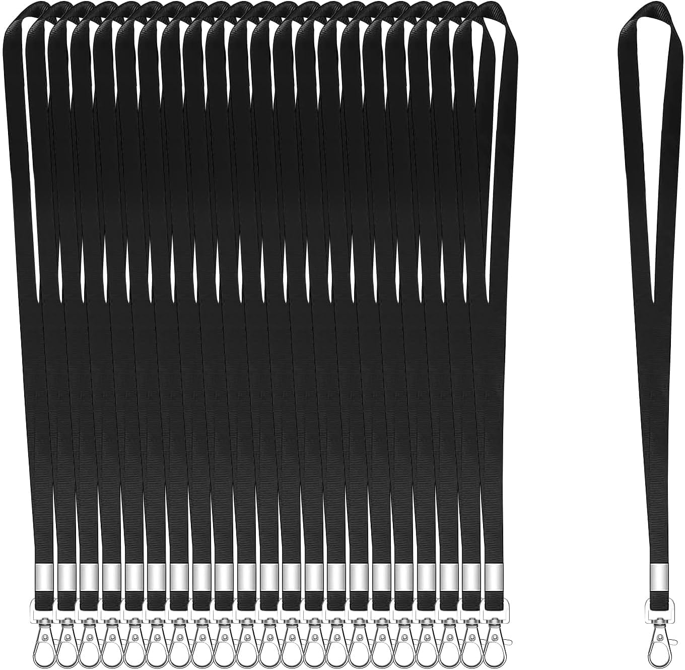 100PCS Black Lanyards for Neck, Lanyards for ID Badge, Lanyard with Metal Swivel Hook for ID Card Badge Holder