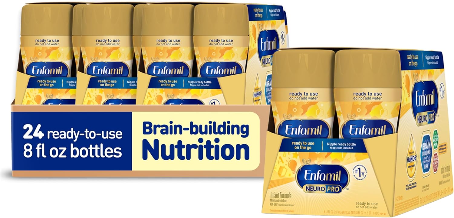 Enfamil NeuroPro Baby Formula, MFGM* 5-Year Benefit, Expert-Recommended Brain-Building Omega-3 DHA, Exclusive Immune Supporting HuMO6 Blend, Ready-to-Feed Infant Formula, Liquid, 8 Fl Oz, 24 Bottles