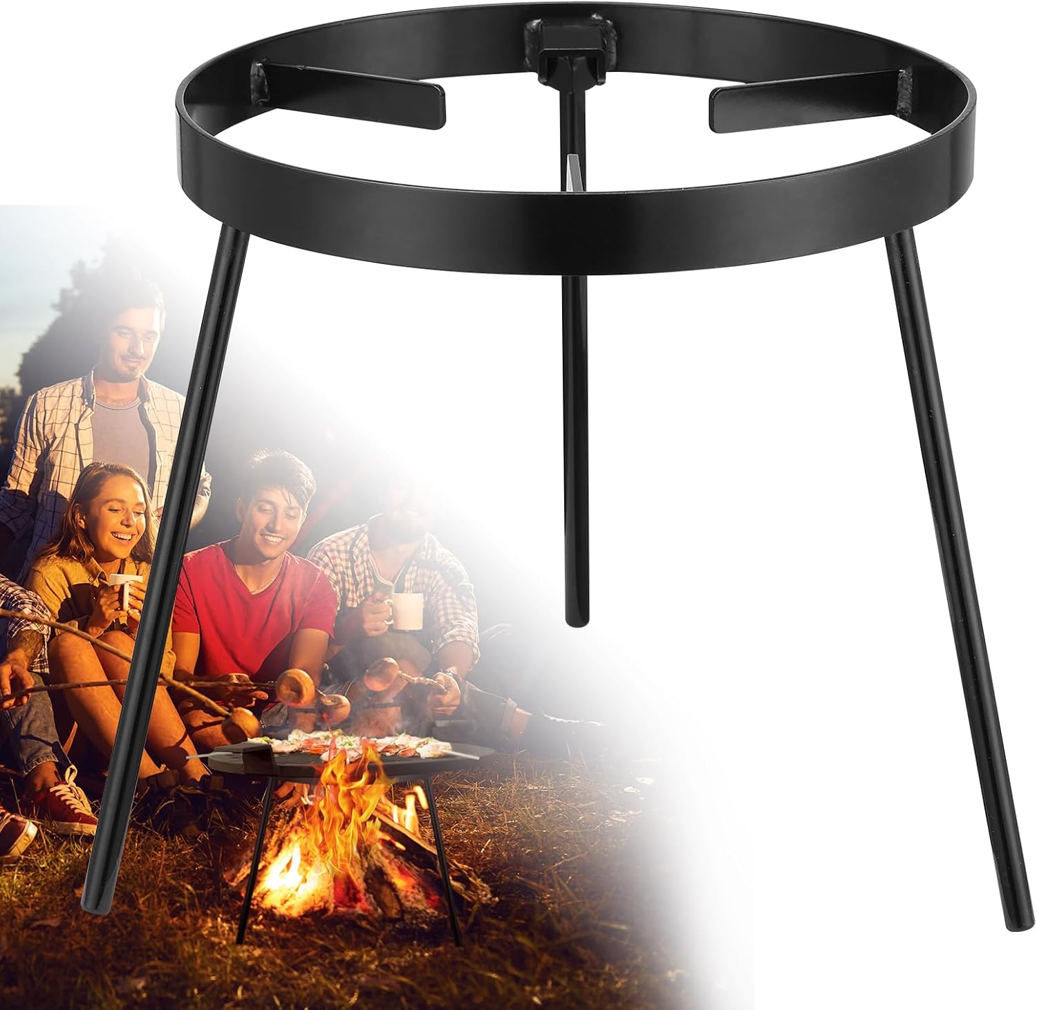 Campfire Tripod for Cooking - Campfire Cooking Equipment, Outdoor Fire Pit Stand, Portable Cast Iron Open Camping Tripod cookware for Dutch Oven,Grill,Lodge,firepit
