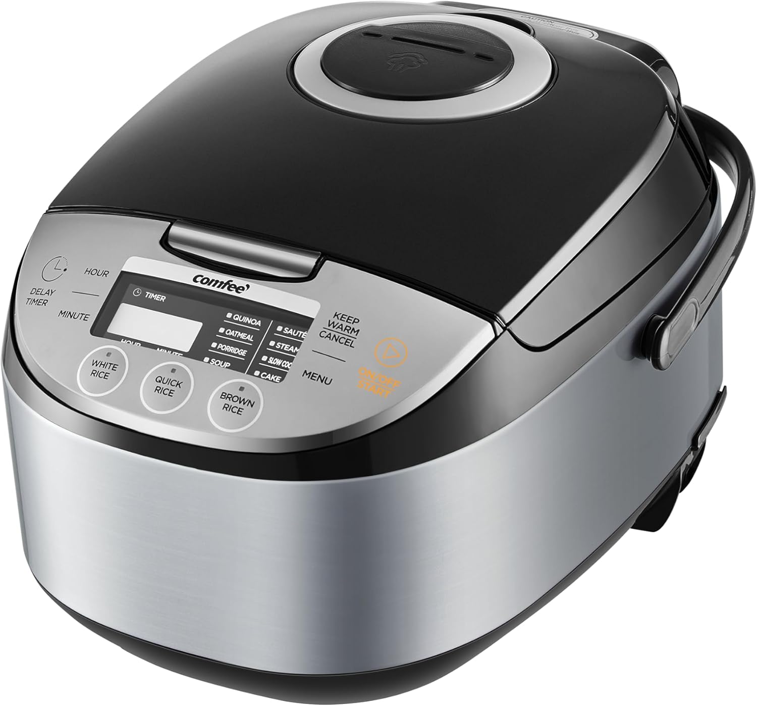 COMFEE' Rice Cooker 12 Cups Cooked/6 Cups Uncooked, Portable Non-Stick Rice Maker, Japanese Rice Cooker with Fuzzy Logic Technology, 24-Hour Timer Delay, 11 Presets, Steamer, Fast Rice Cooker, Grain Cooker, Black