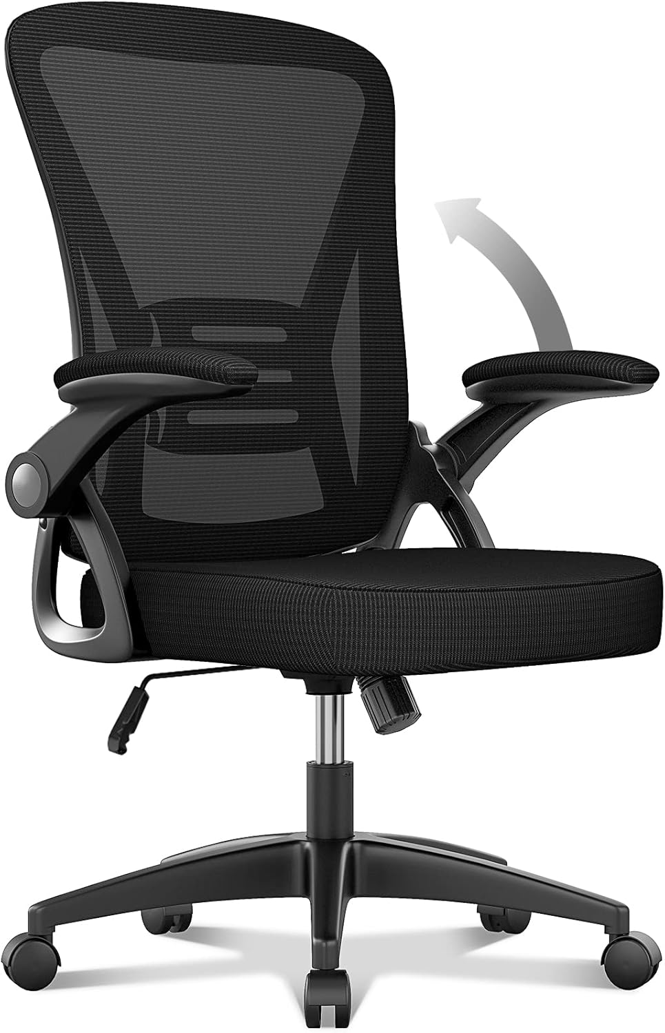 naspaluro Office Chair Ergonomic Desk with 90° Flip-up Armrest Lumbar Support, Height Adjustable Chair, Executive Swivel Computer Padded Seat Cushion for Home/Office