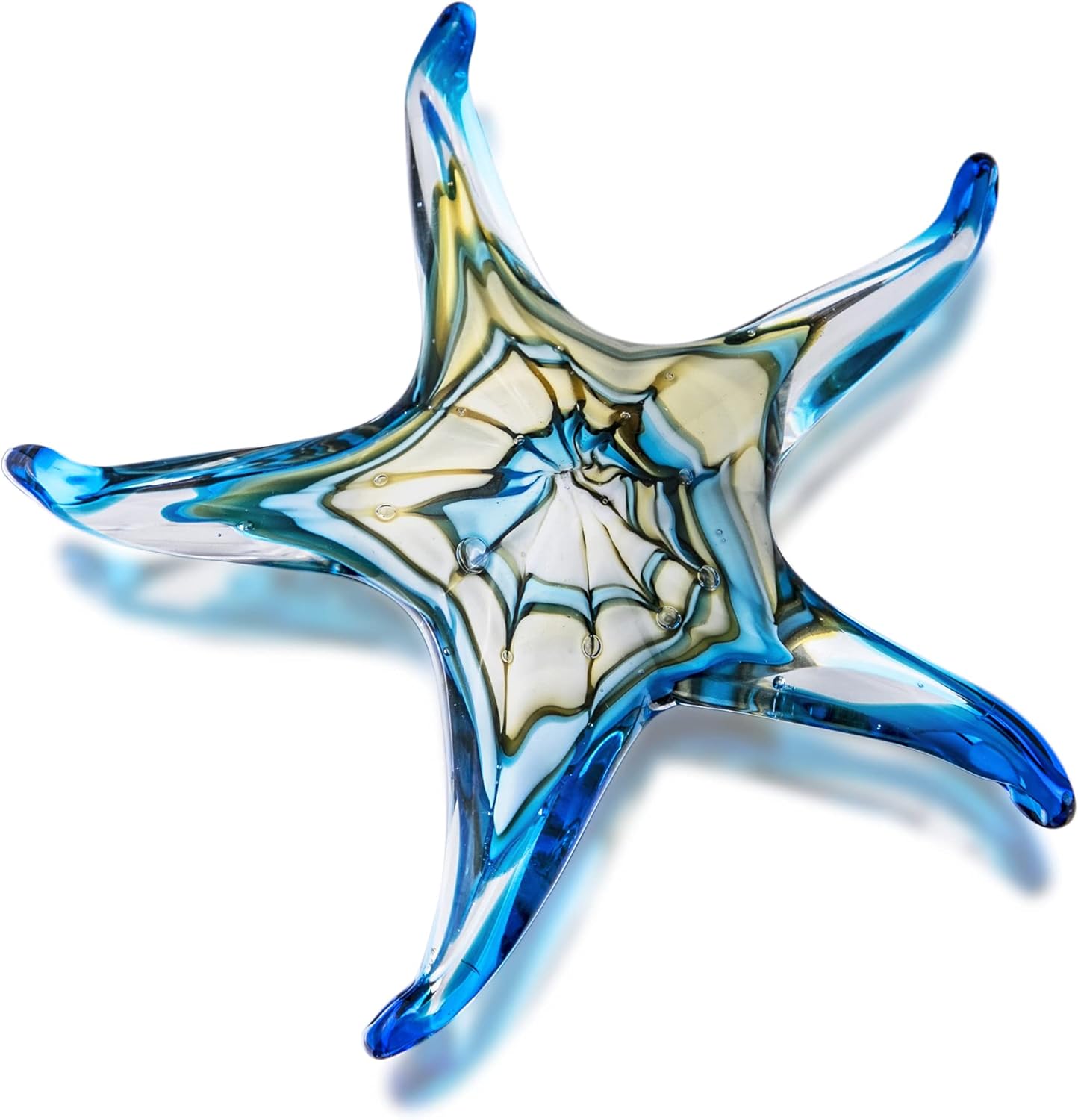 QFkris Glass Starfish Figurine Collectibles Hand Blown Art Glass Sea Animals Marine Life Sculpture Home Decor Murano for Women