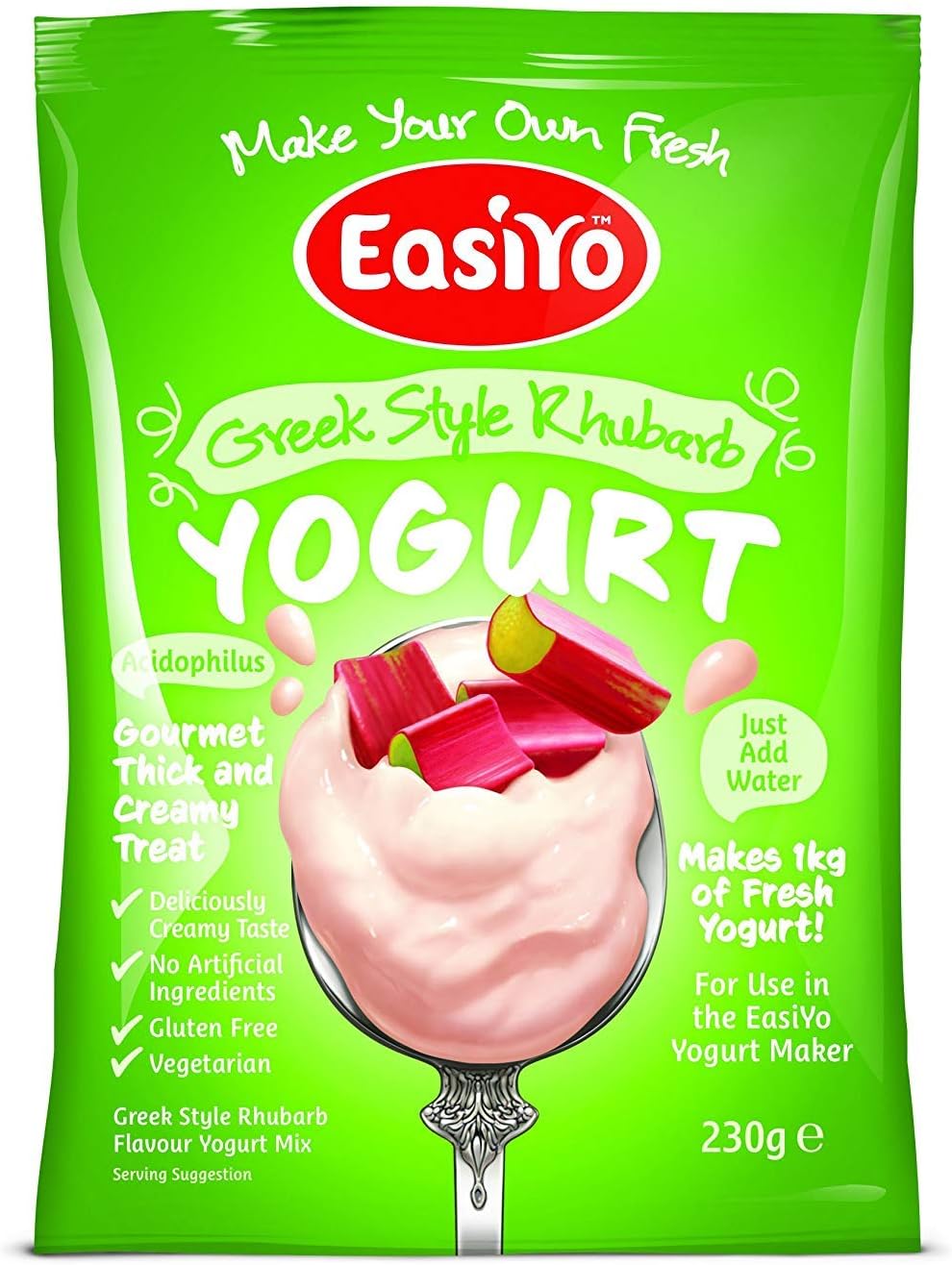 EasiYO Greek Style Rhubarb Yogurt Mix 1 x 230g Sachet